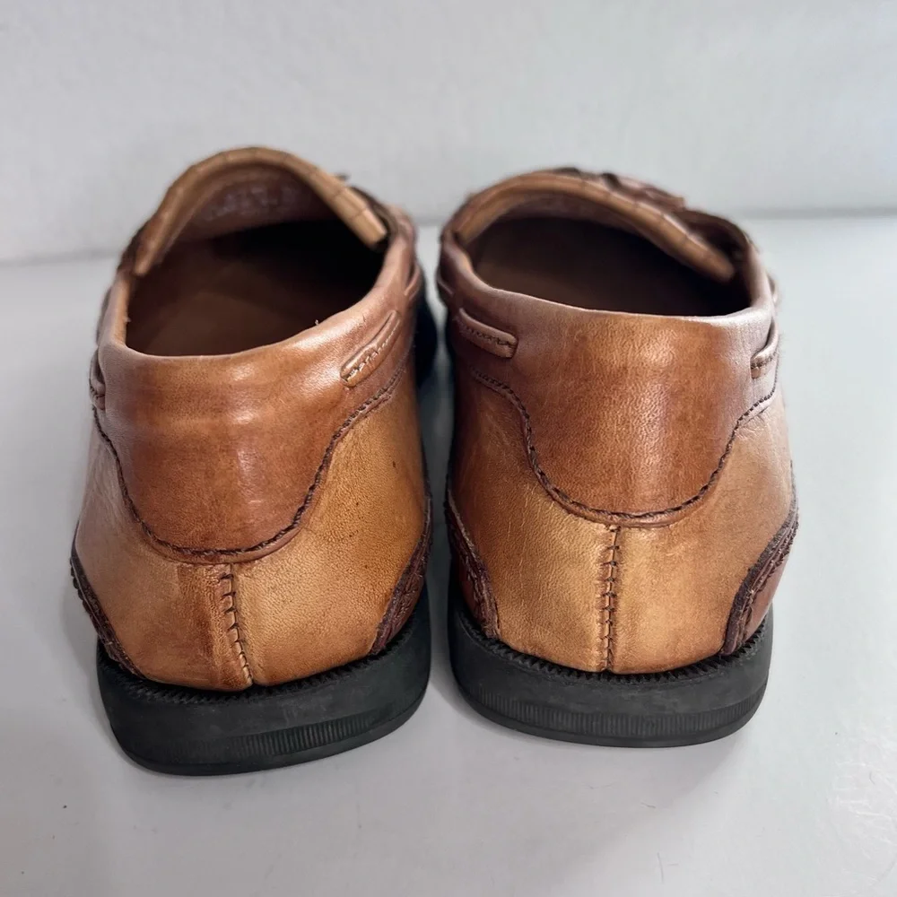 Johnston & Murphy Brown Tan Leather Loafers Slip On Size 8